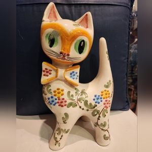Large Vintage Majolica Cat 12"